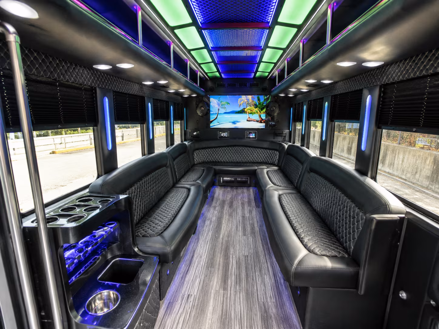 midland 18 passenger party bus inside